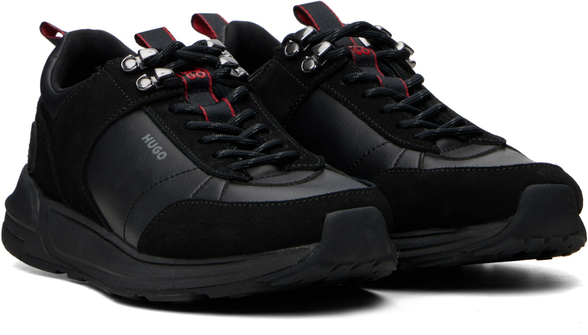 Hugo Black Logo Suede Sneakers