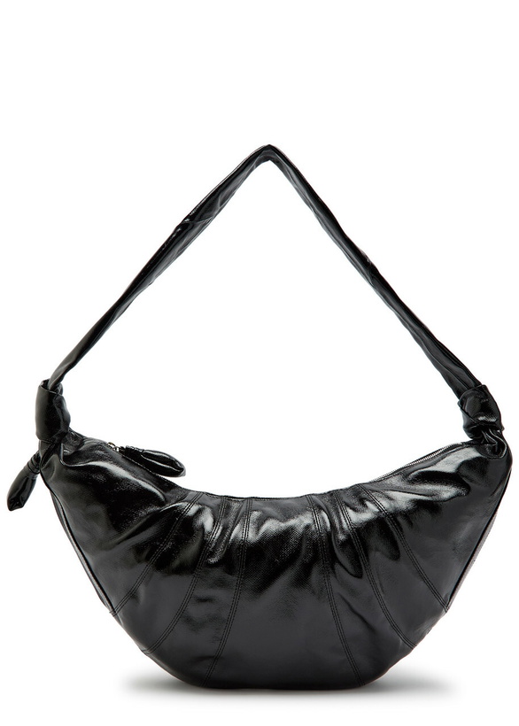Photo: Lemaire Croissant Large Glossed Leather Shoulder Strap - Black - One Size