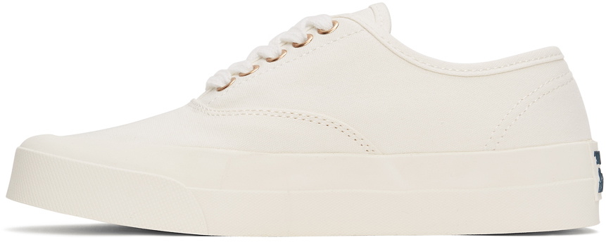 Maison Kitsuné White Canvas Laced Sneakers