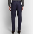 Canali - Grey Slim-Fit Nailhead Wool Trousers - Blue