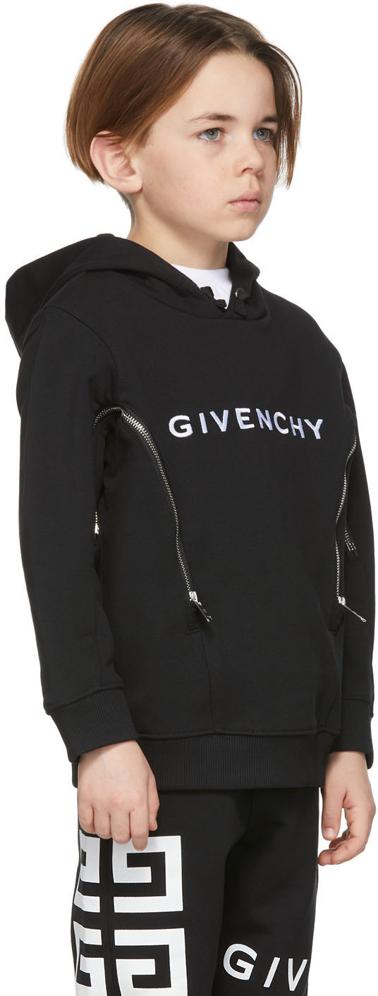 Givenchy Kids Black Zip Detail Hoodie Givenchy