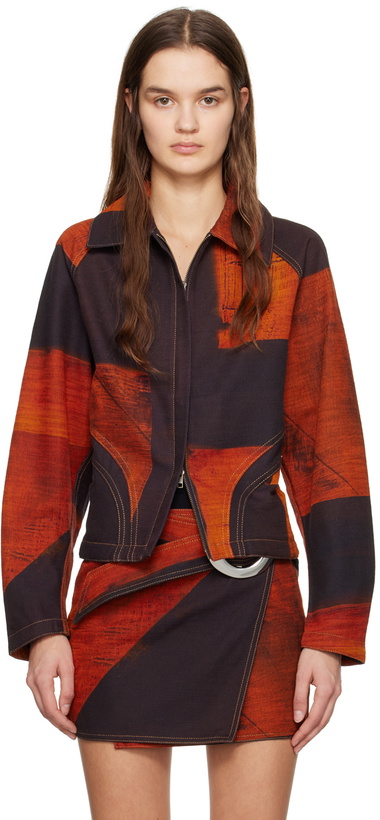 Photo: Louisa Ballou Orange & Brown Seamed Denim Jacket