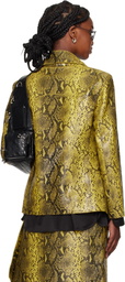 LU'U DAN Black & Yellow 'Year of the Snake' Creep Leather Jacket