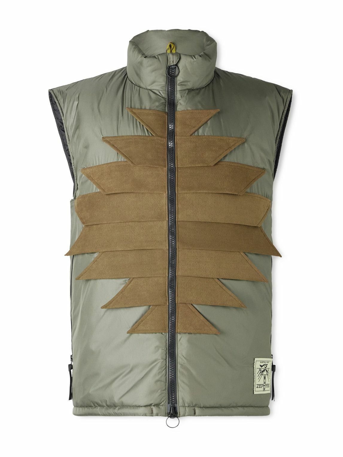 KAPITAL - Zepher Suede-Trimmed Shell Gilet - Green