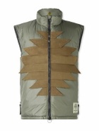 KAPITAL - Zepher Suede-Trimmed Shell Gilet - Green