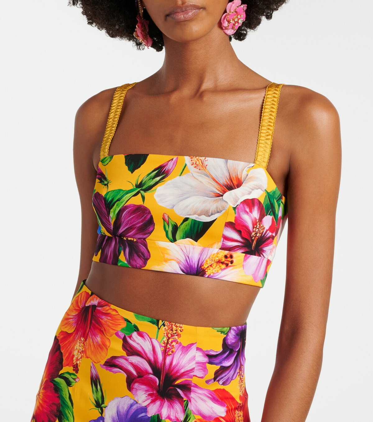 Dolce&Gabbana Floral silk-blend crop top