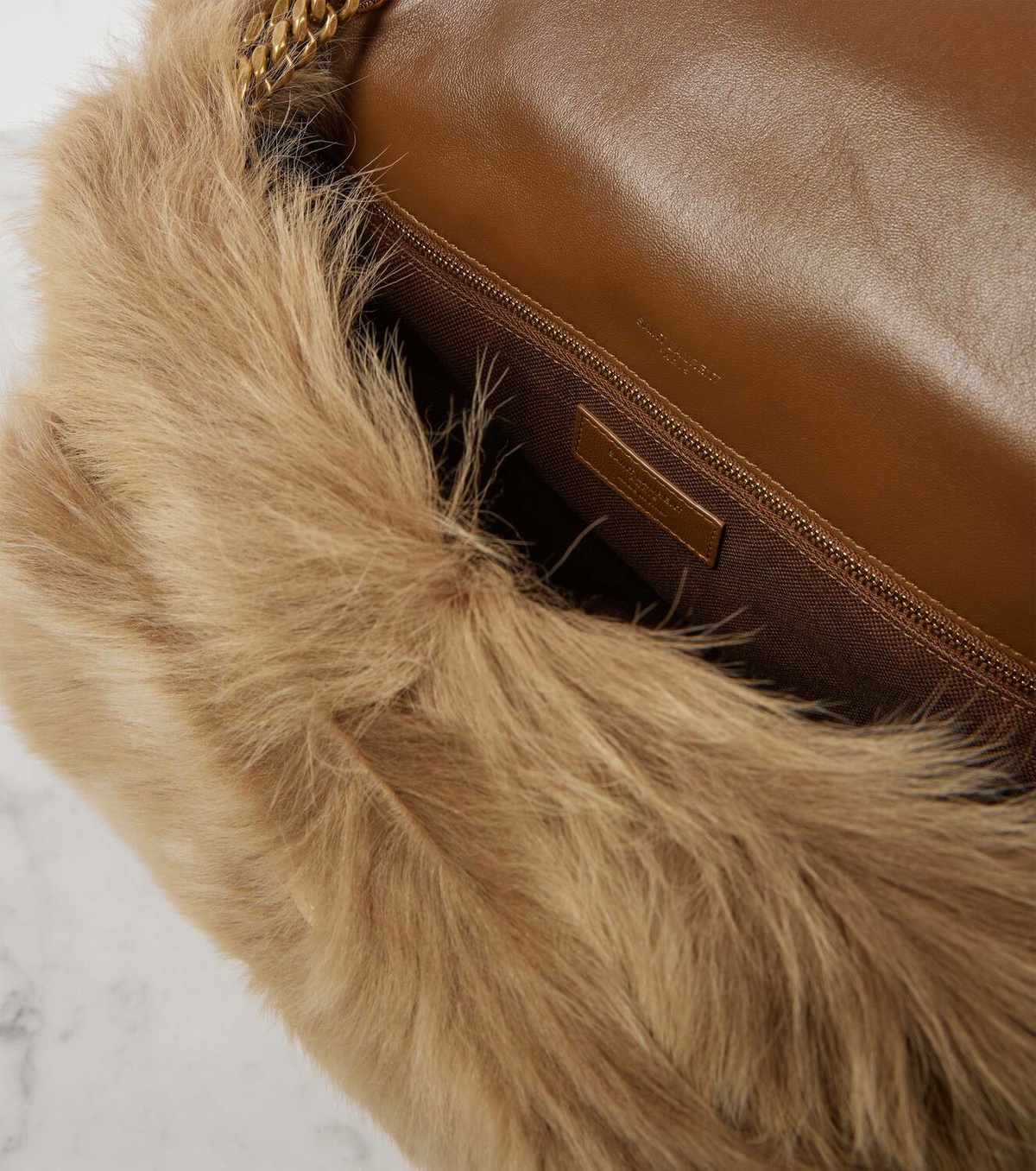 Saint Laurent Niki Large faux fur shoulder bag