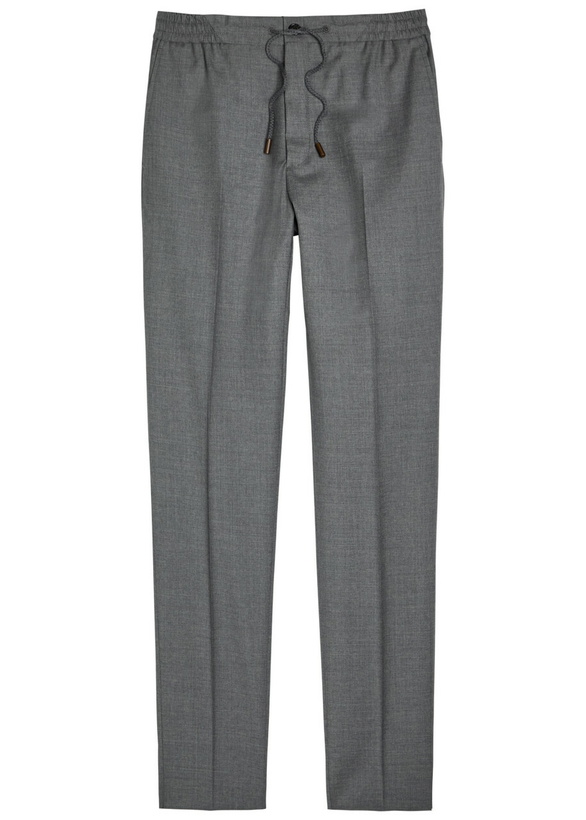 Photo: Slowear Drawstring Tapered-leg Wool Trousers Charcoal