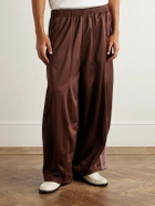 Needles - Wide-Leg Webbing-Trimmed Logo-Embroidered Jersey Track Pants - Brown