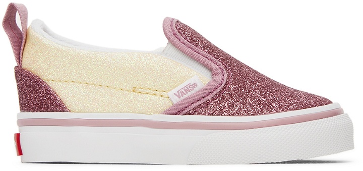 Photo: Vans Baby Pink & Off-White Slip-On V Sneakers