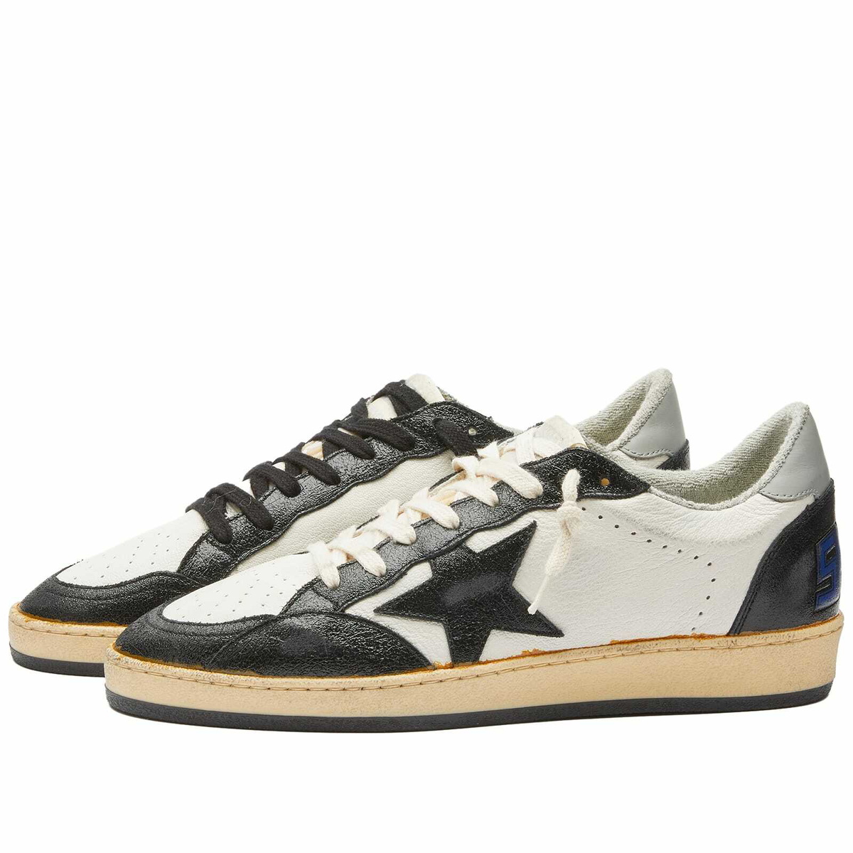 Golden Goose Men's Ball Star Leather Sneakers in White/Black