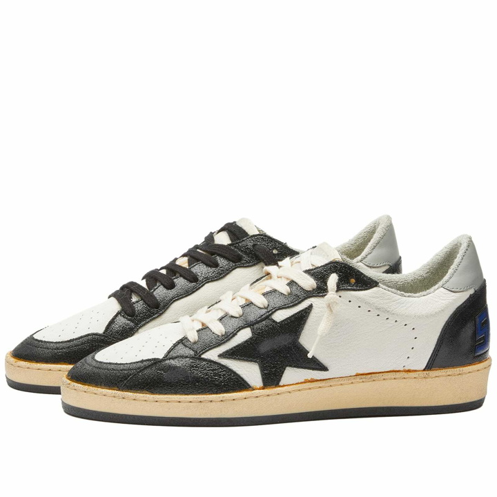 Photo: Golden Goose Men's Ball Star Leather Sneakers in White/Black/Grey