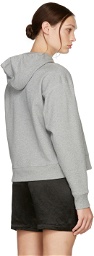 More Joy Grey Cropped Embroidered Logo Hoodie