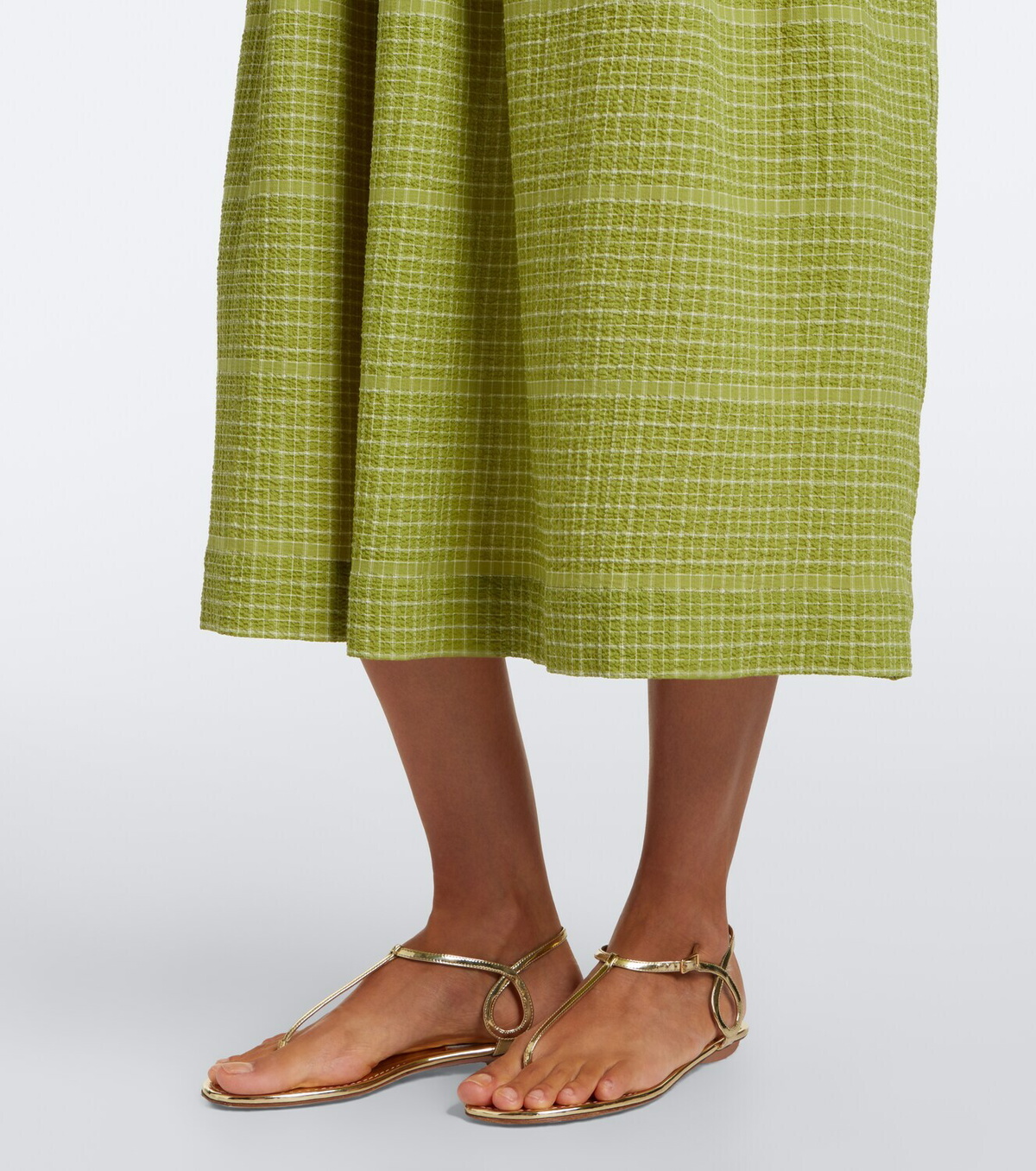 Asceno Verona checked cotton midi dress