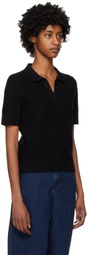 Sunspel Black Textured Polo