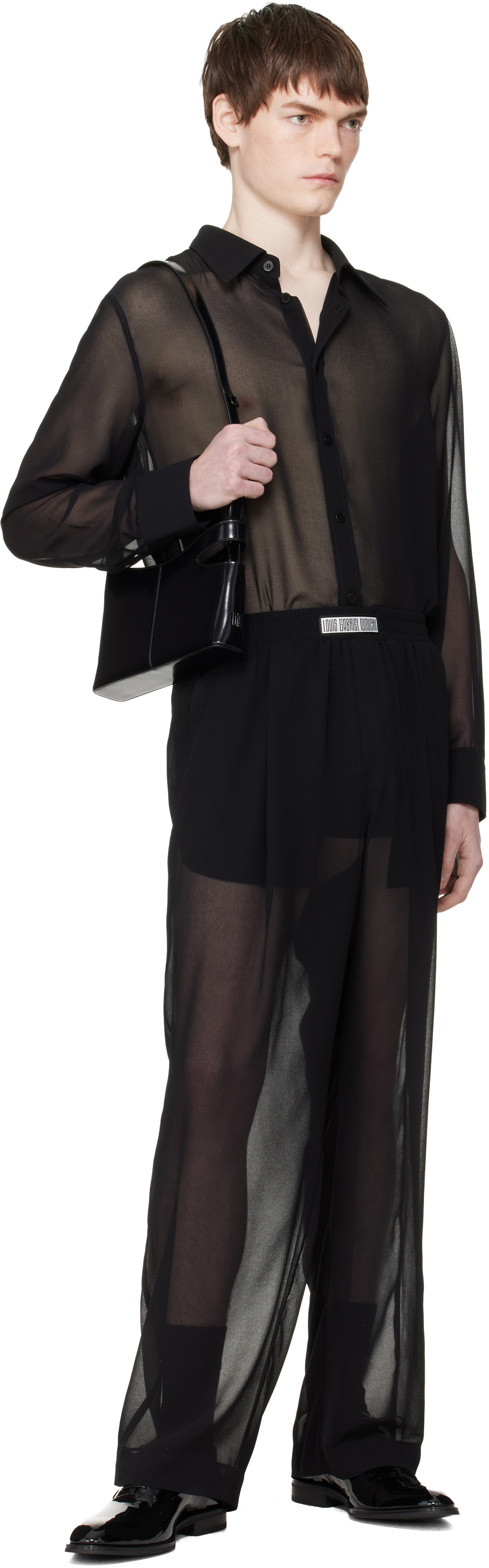 LGN Louis Gabriel Nouchi Black Jogging Large Transparent Trousers
