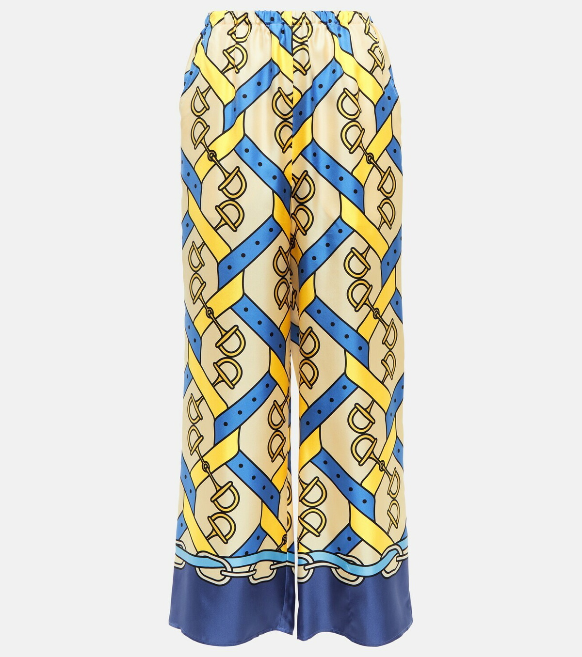 パンツ GUCCI Horsebit print pants Gucci - Horsebit printed wide-leg silk pants Gucci