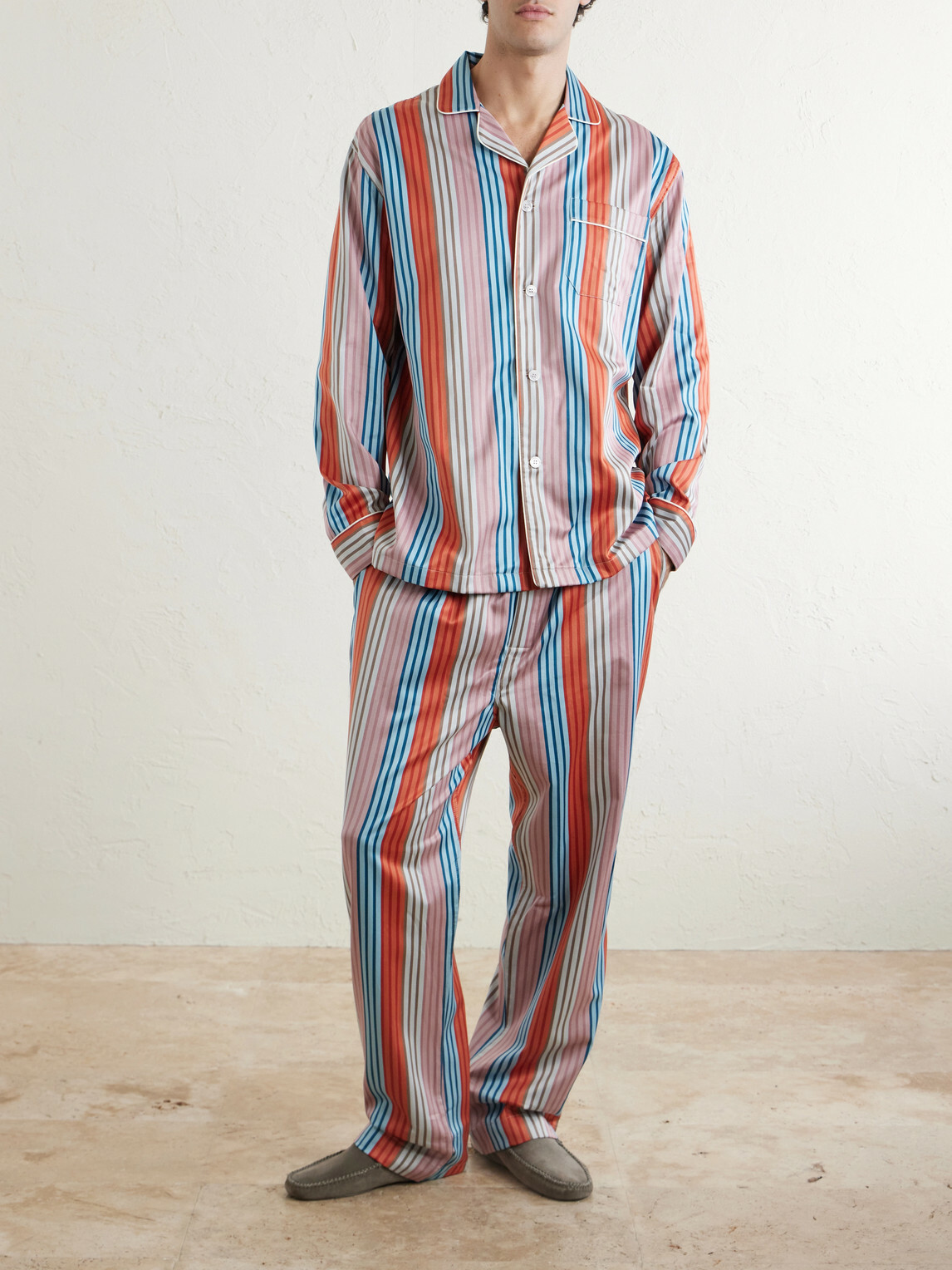 Derek Rose - Wellington 61 Striped Cotton Pyjama Set - Pink
