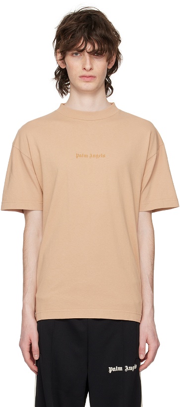 Photo: Palm Angels Beige Garment-Dyed T-Shirt