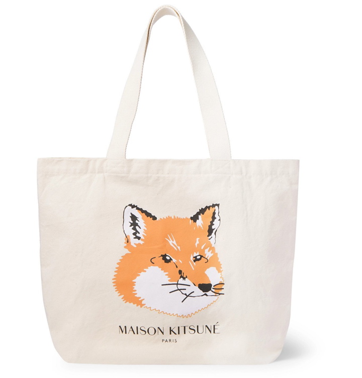 Photo: Maison Kitsuné - Logo-Print Cotton-Canvas Tote Bag - Neutrals
