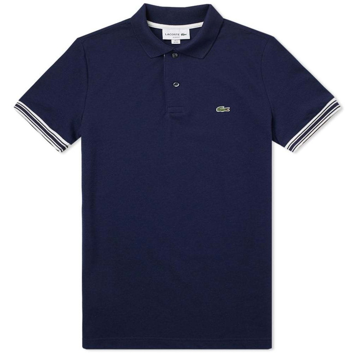 Photo: Lacoste Tipped Sleeve Polo Blue