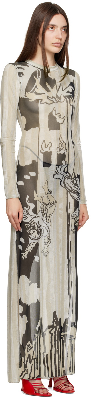 Feben Beige & Black Tower Maxi Dress