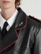Enfants Riches Déprimés - Double-Breasted Embellished Leather Trench Coat - Black