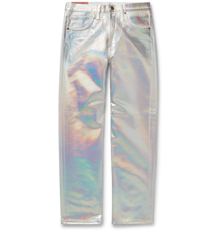 Photo: Acne Studios - Slim-Fit Holographic Coated-Denim Jeans - Silver