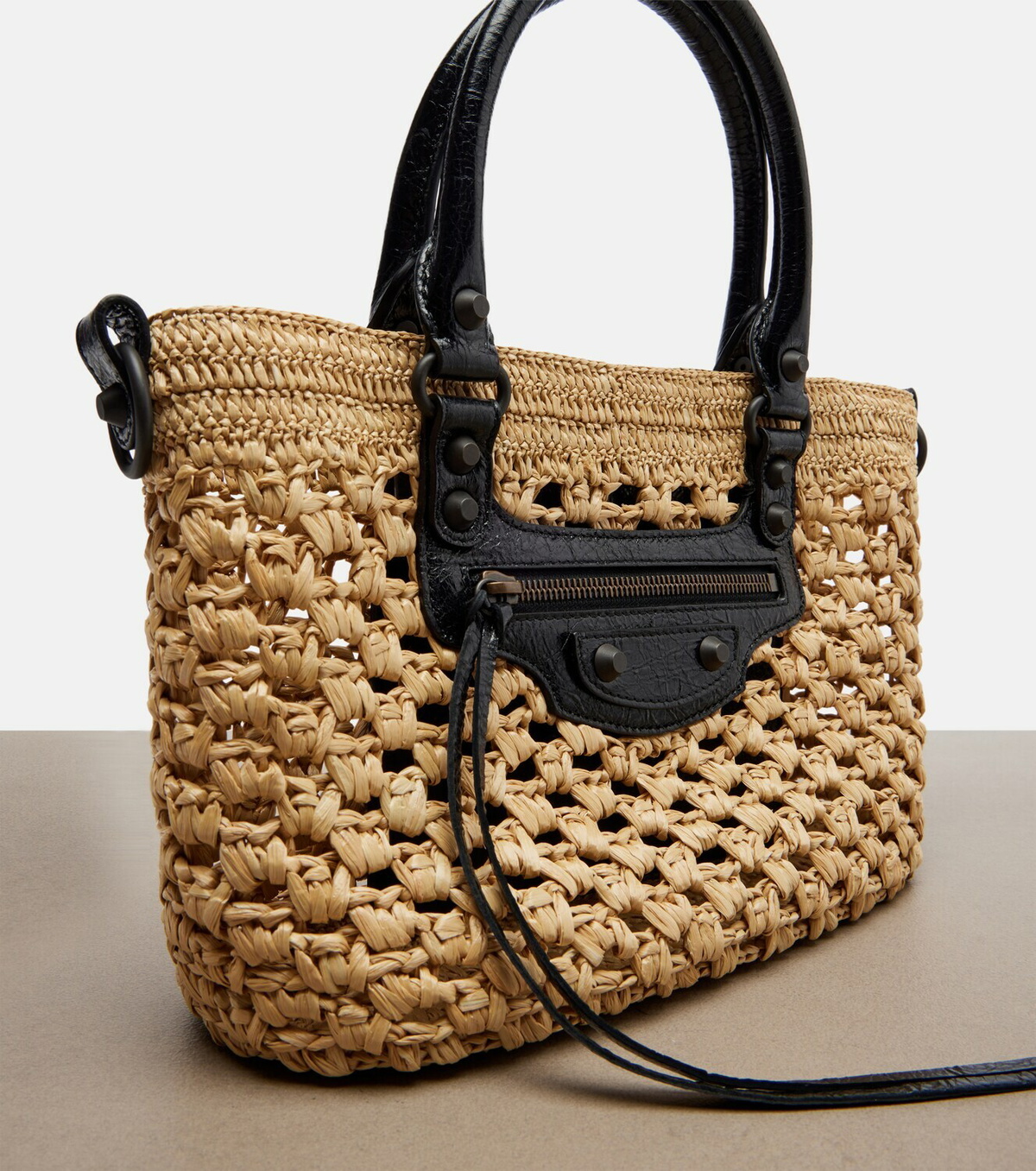 Balenciaga Le City Small raffia basket bag