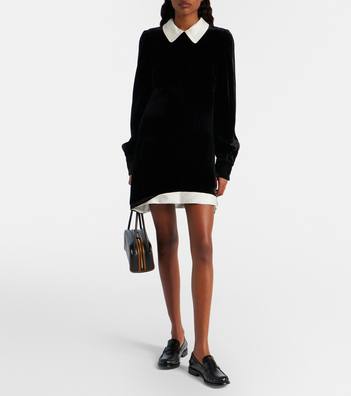 Prada Asymmetric velvet minidress