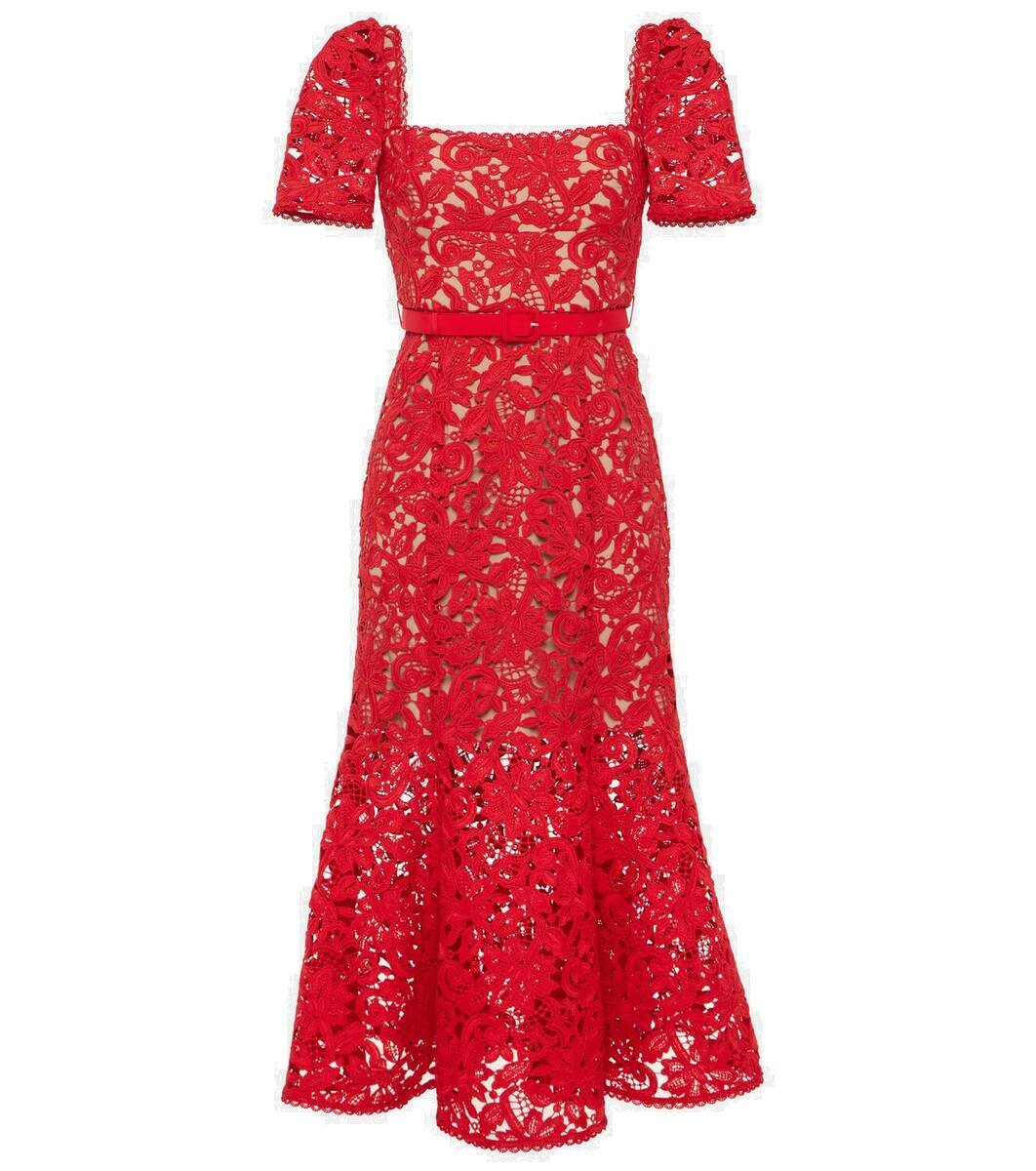 関税込【Self-portrait】Floral lace dress Blue Flower Lace Midi Dress – self-portrait-US