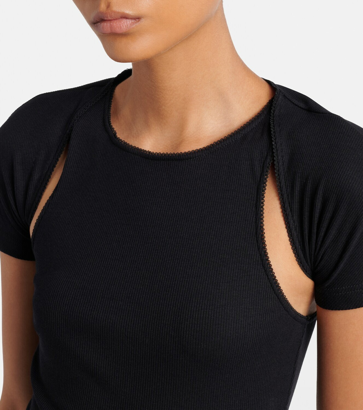 Alaïa Layered ribbed-knit jersey top