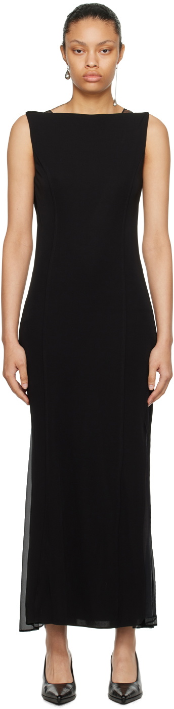 Helmut Lang Black Sheer Back Maxi Dress Helmut Lang