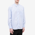 Comme des Garçons Homme Men's Back Logo Stripe Panel Shirt in Sax Mix