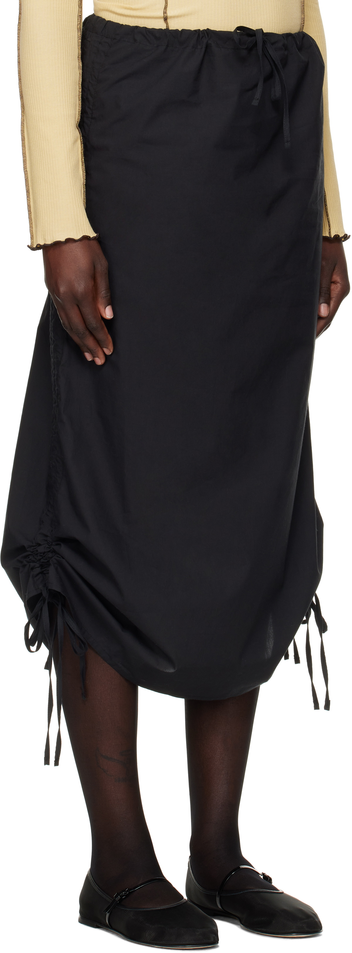 Baserange Black Pictorial Midi Skirt Baserange