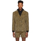 Noah NYC Brown Leopard Double-Breasted Blazer