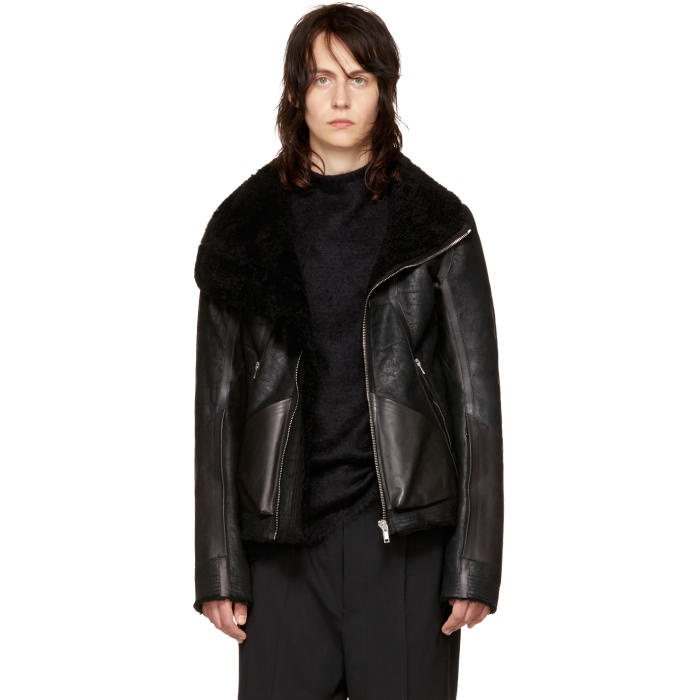 Photo: Rick Owens Black Shearling and Leather Geo Jacket