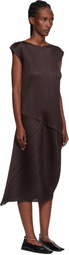 PLEATS PLEASE ISSEY MIYAKE Brown Leap Midi Dress