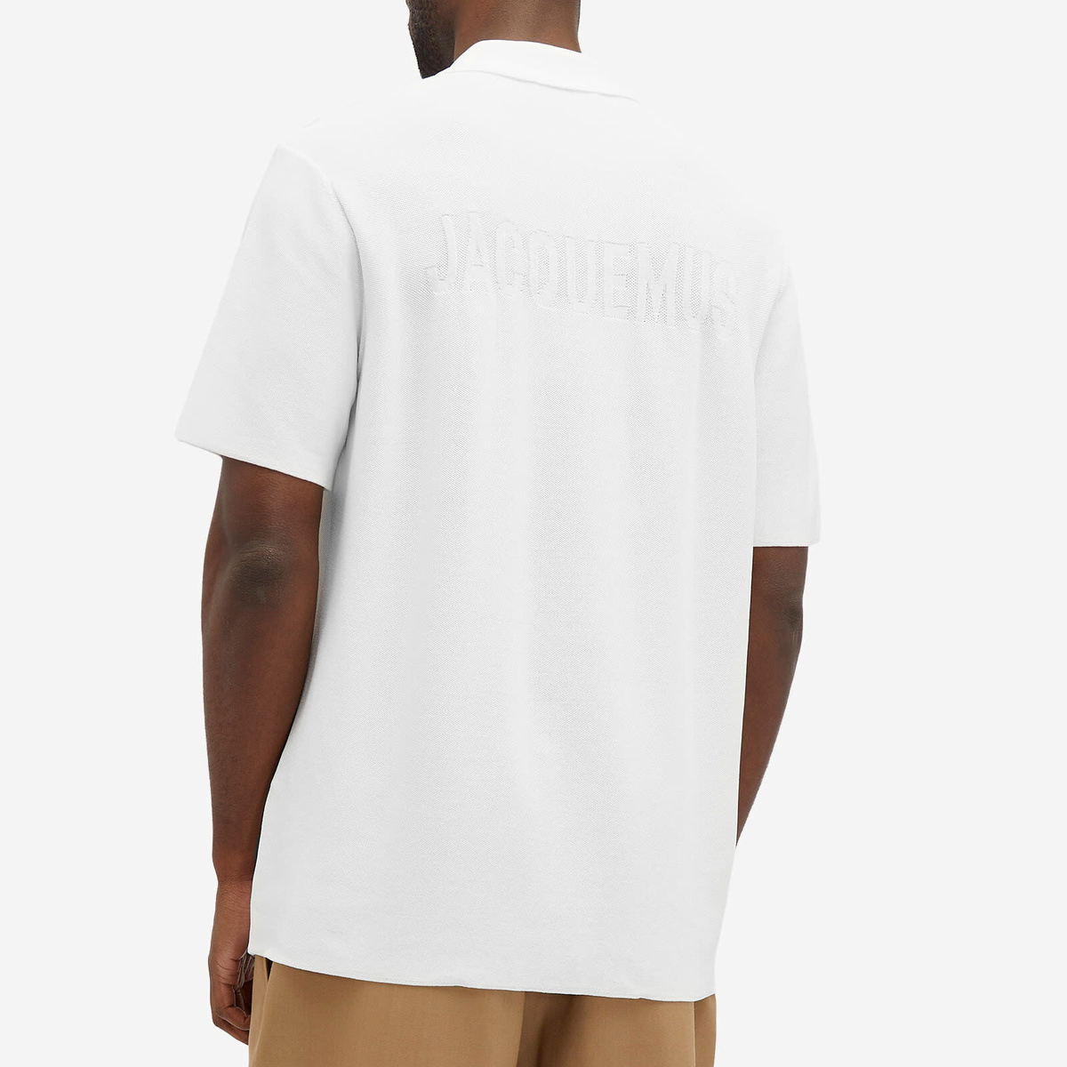 Jacquemus Men's Maille Knit Polo in Off White Jacquemus