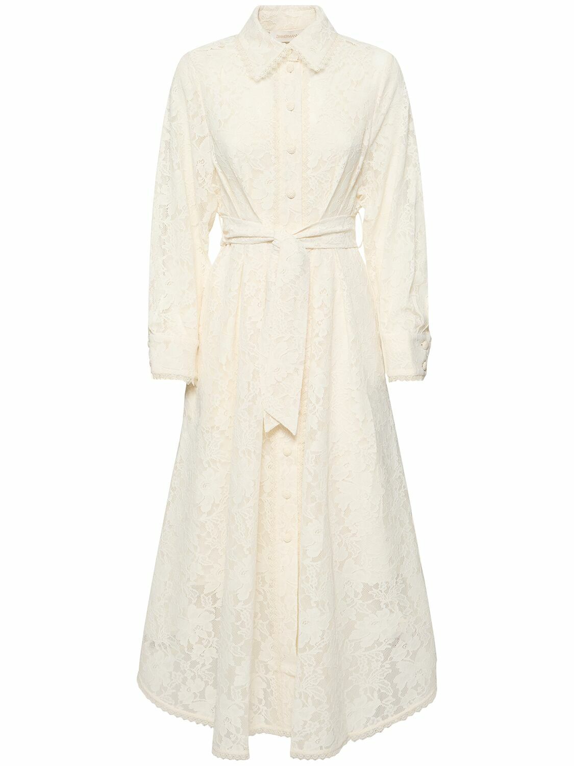 ZIMMERMANN Dawning Pleated Lace Midi Dress Zimmermann