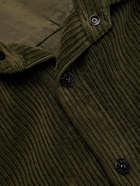 Stone Island - Logo-Appliquéd Garment-Dyed Cotton-Corduroy Shirt Jacket - Green