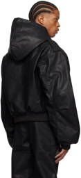 Entire Studios Black Hooded Bomber Jacket