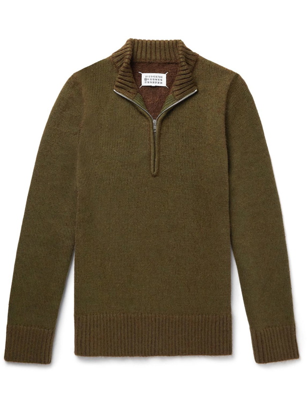 Photo: Maison Margiela - Knitted Half-Zip Sweater - Green