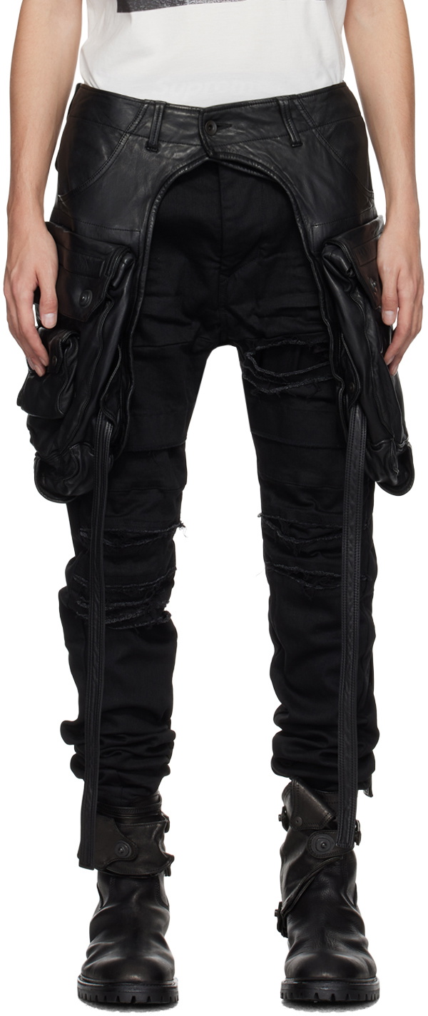 Photo: Julius Black Cargo Pocket Leather Shorts