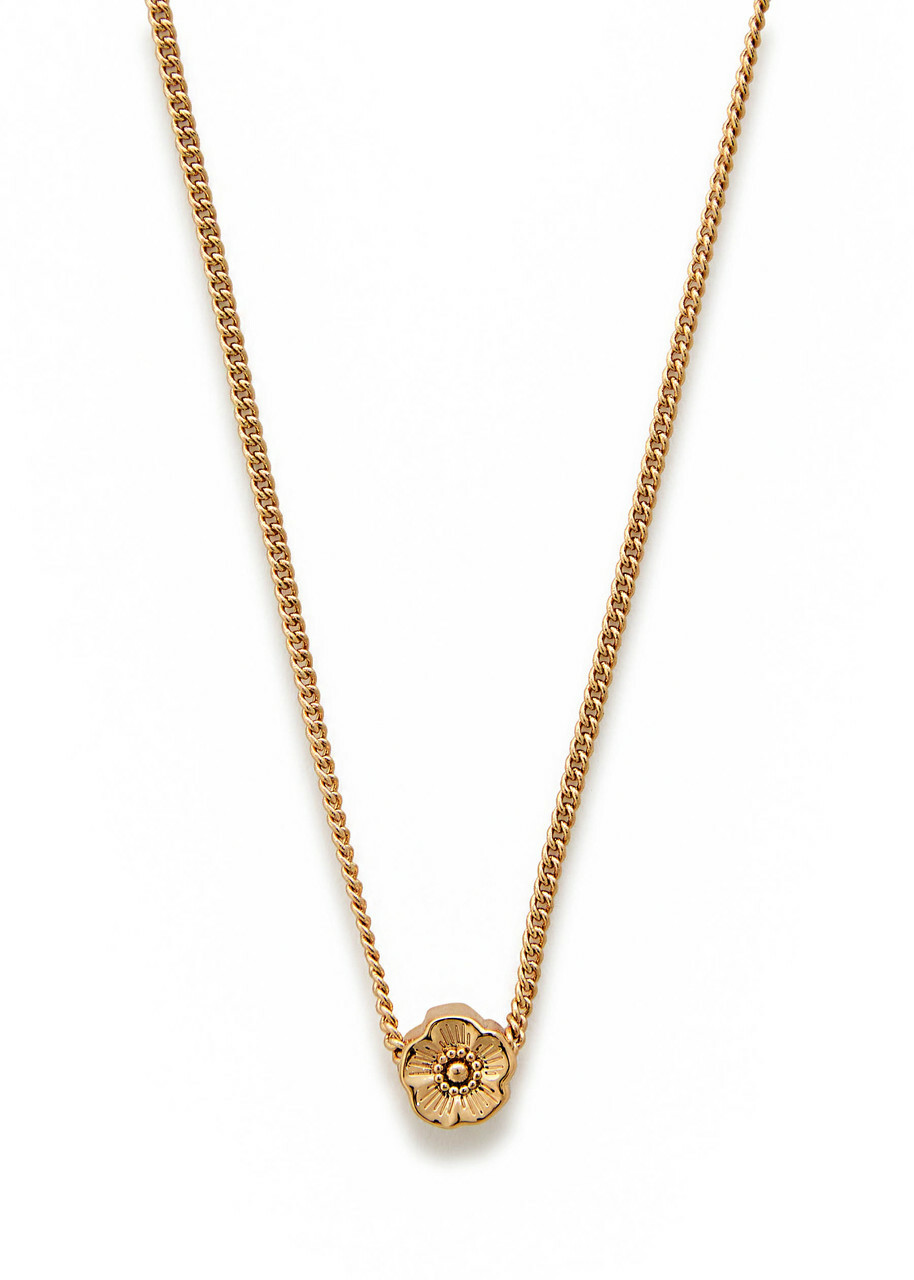 Coach Tea Rose Necklace - Gold - One Size