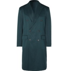 BRIONI - Double-Breasted Silk-Twill Overcoat - Blue