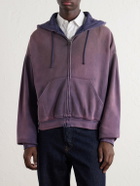 Maison Margiela - Distressed Cotton-Jersey Zip-Up Hoodie - Purple
