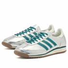 Adidas Women's Sl 72 OG Sneaker in Silver Met./Rich Green/Off White