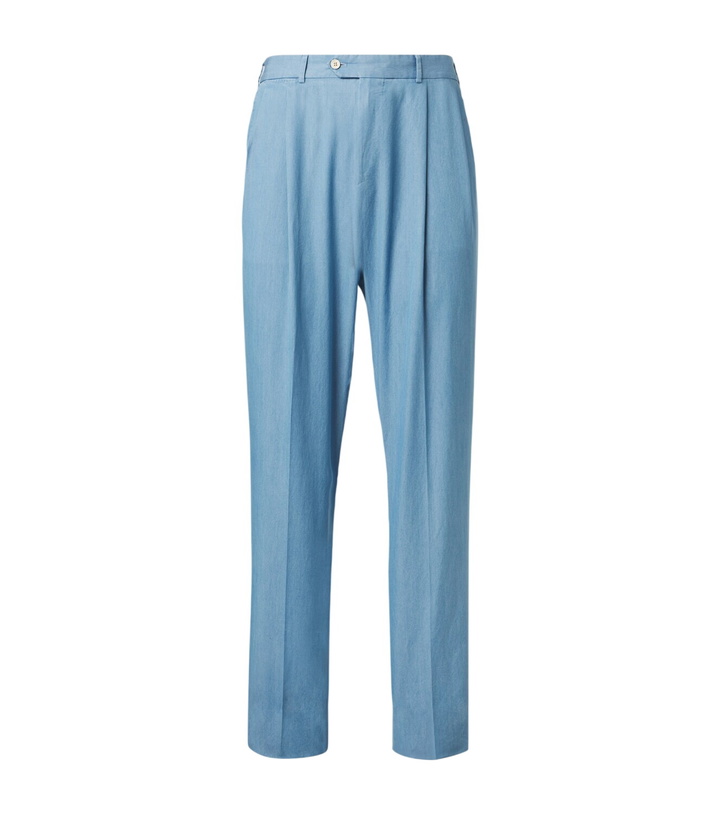 Photo: Dunhill Pleated straight cotton suit pants