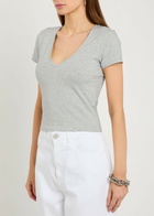Good American V-neck Stretch-cotton T-shirt Grey